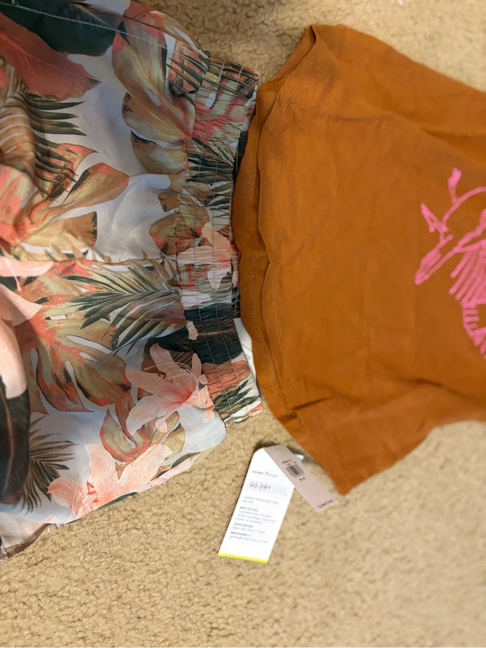 Old navy toucan Tank with Pink Graphic & Tropical Print Shorts